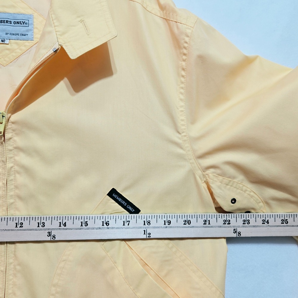 Vintage Members Only Medium Racer Jacket Yellow 80s Windbreaker  #1119 - Picture 6 of 10